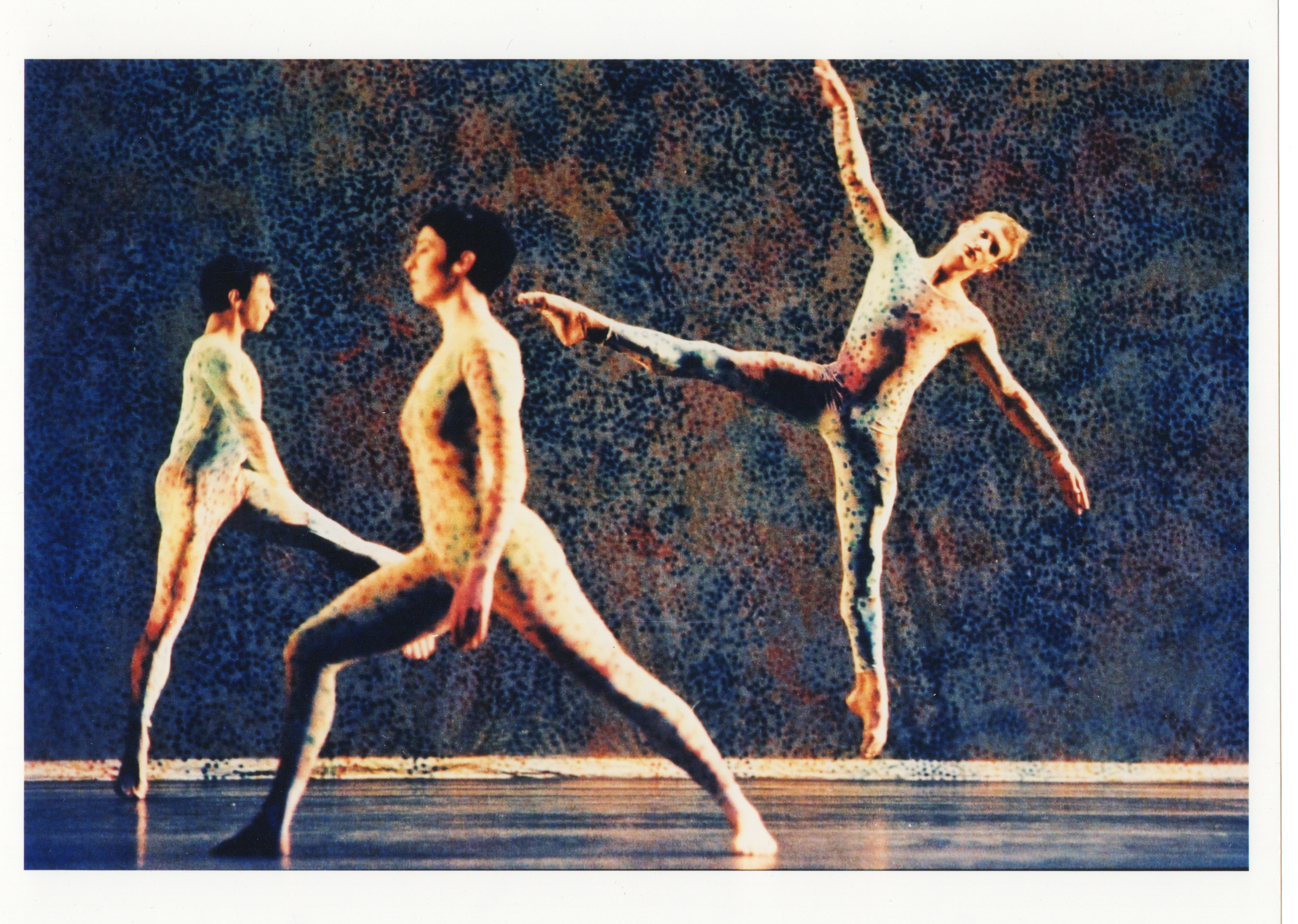 Ashley Chen, Cheryl Therrien, and Daniel Squire of the Merce Cunningham Dance Company in  Summerspace (1958). Photograph by Ed Chappell, 2000. Courtesy of the Merce Cunningham  Trust and the Jerome Robbins Dance Division, The New York Public Library.