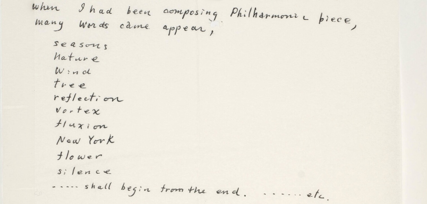 Excerpt of 1967 letter from Takemitsu to musicologist/program note writer Edward Downes